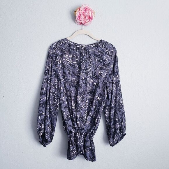 Joie Vivette Abstract Blue Silk Wrap Blouse - Picture 7 of 7